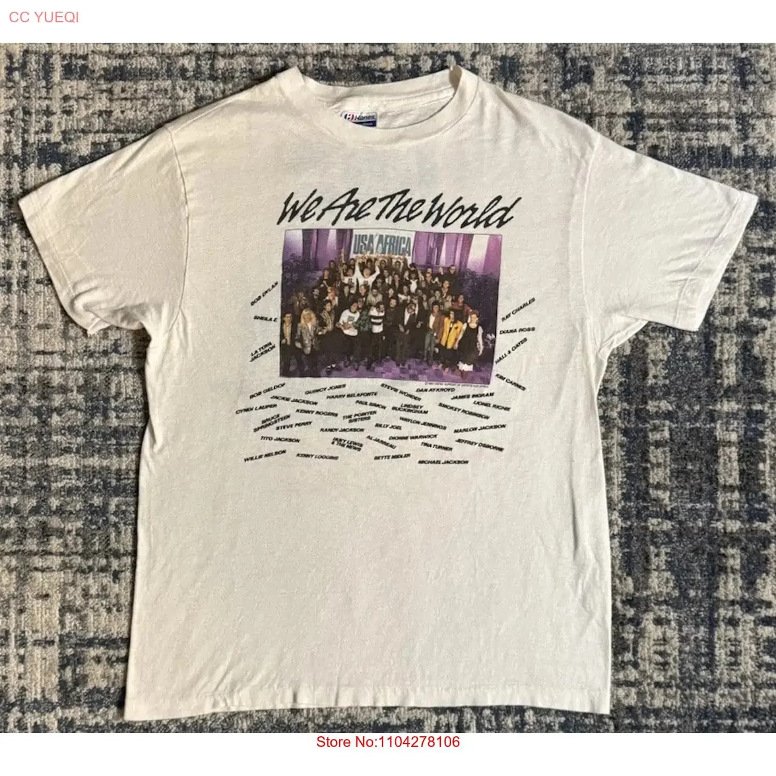 Vintage 1985 We Are The World USA For Africa T Shirt L Michael Jackson Bob Dylan vintage Washed streetwear graphic Breathable