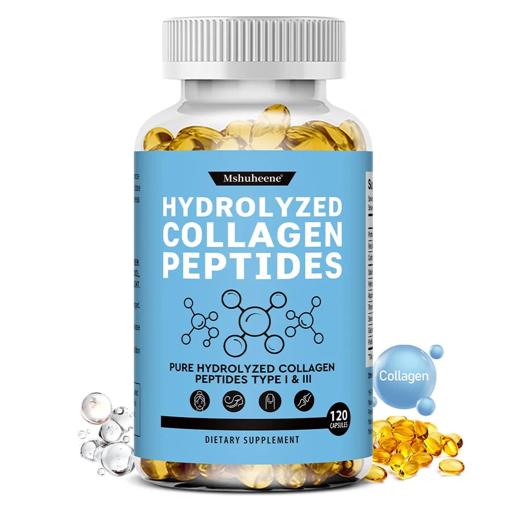 Hydrolyzed Collagen Peptides Capsules - Hyaluronic Acid, Anti-Aging for Skin, Hair, Nails, Health of Articulations and Bones, With Vitamins and Minerals