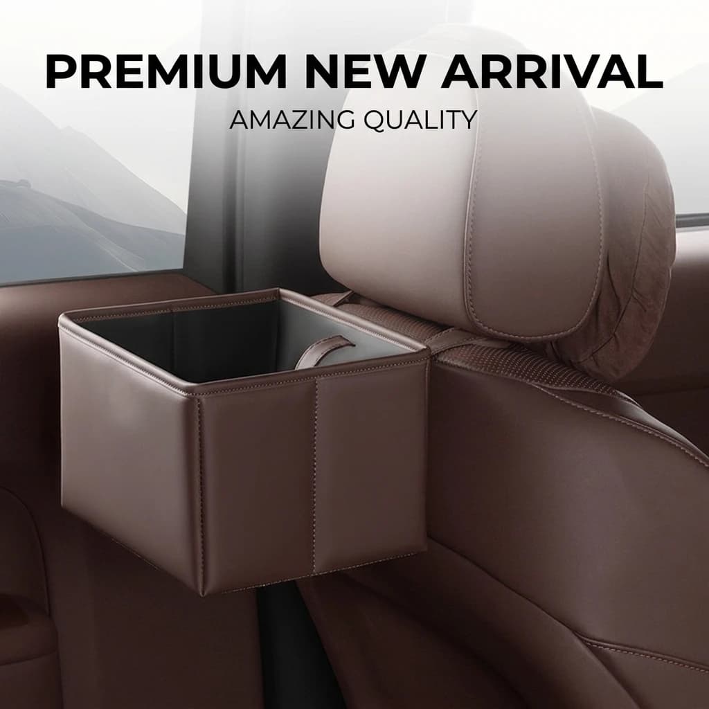 Car Trash Can PU Leather Foldable Organizer Multi-functional Backseat Storage Box for Interior Car Accessories
