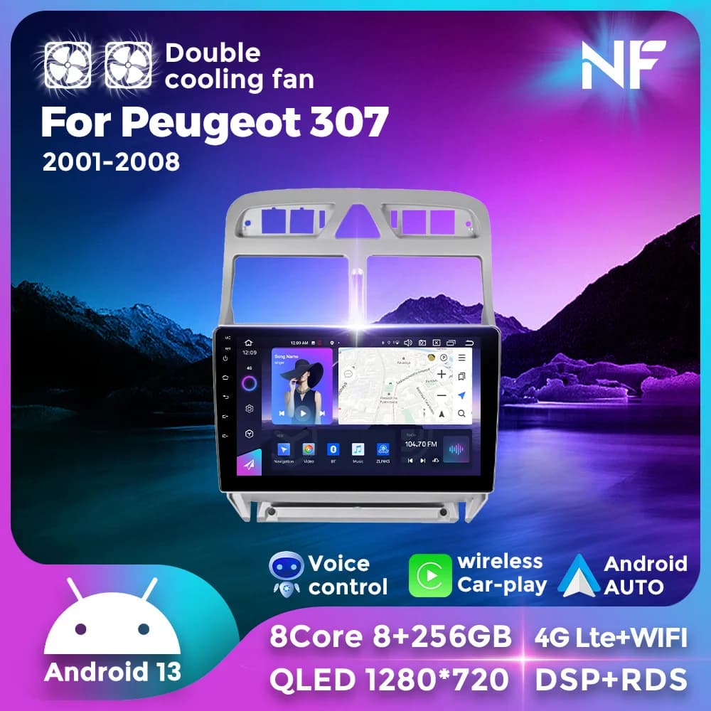 Navifly Wireless Carplay Android Auto Radio Car sistemi intelligenti per Peugeot 307 307CC 307SW 2002-2013 lettore Audio Video GPS