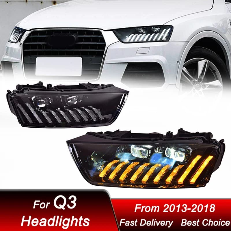 Fari a LED per auto per Audi Q3 2013-2018 nuovo stile assemblaggio completo LED aggiornamento alta configurazione kit di accessori per lenti per proiettori