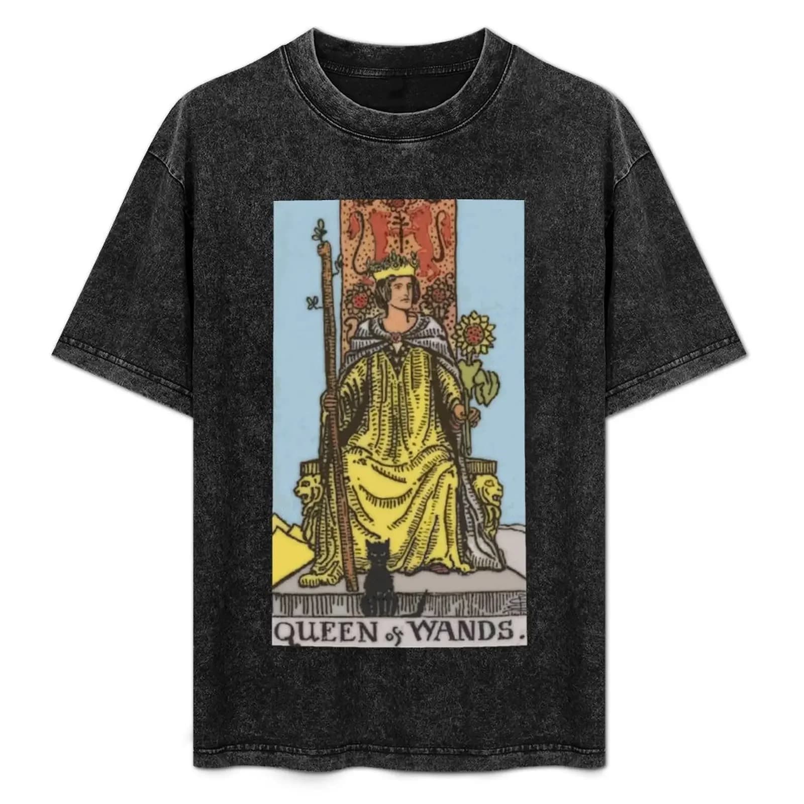 T-shirt classica Queen of Wands Tarot Card Rider Waite, maglietta a maniche corte per allenamento e performance