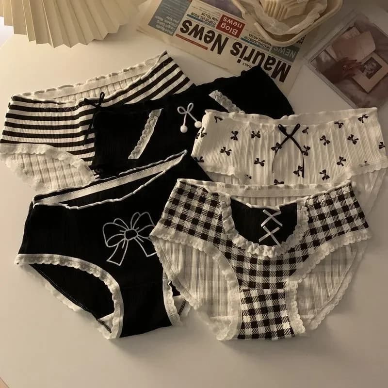 Nuova biancheria intima di cotone con fiocco per ragazze Lolita, signore giapponesi, slip a vita media antibatterici carini, lingerie sexy