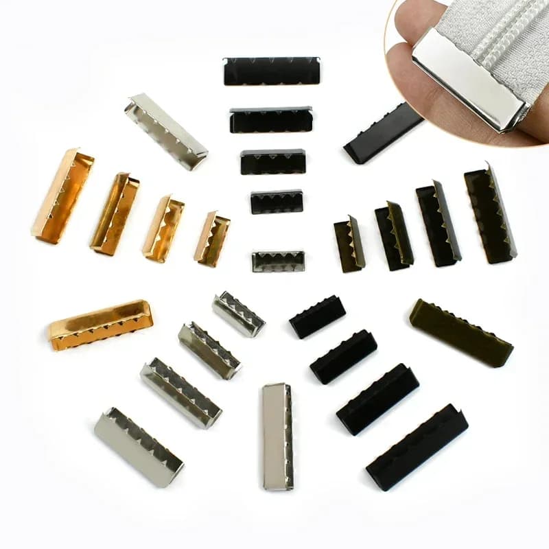 10/20 Pz 20-60mm Tessitura Cinghia Clip Fibbia Pantaloni Cintura Cerniera Coda Fermacorda e ganci Fibbie in metallo Cavo di cuoio End Clip Chiusura Hardware