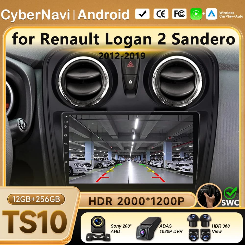 CarPlay Android Auto Car Radio for Renault Logan 2 Sandero 2012-2019 GPS Navigation Auto Stereo Multimedia Player No 2din 5G