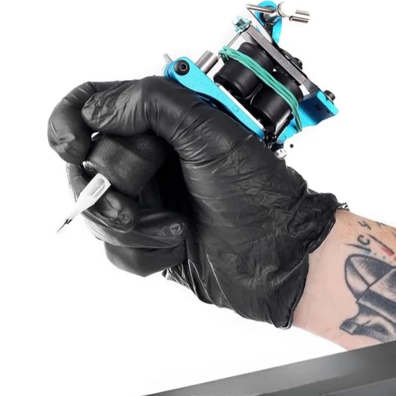 100 Pezzi Guanti in Nitrile Neri per Tatuaggi, Durevoli, 5.5 Mil, Senza Polvere, Senza Lattice, Monouso per Tatuaggi, Ricamo, Pulizie Domestiche