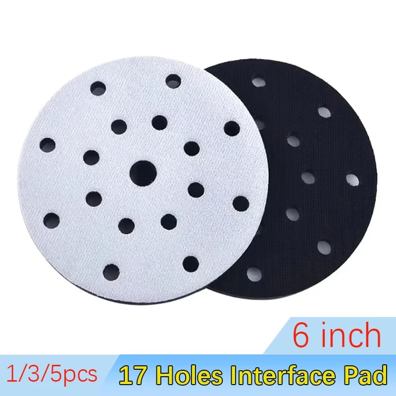 Pad di interfaccia in spugna morbida da 6 pollici (150 mm) con 17 fori, dischi abrasivi con attacco a strappo per lucidatrice