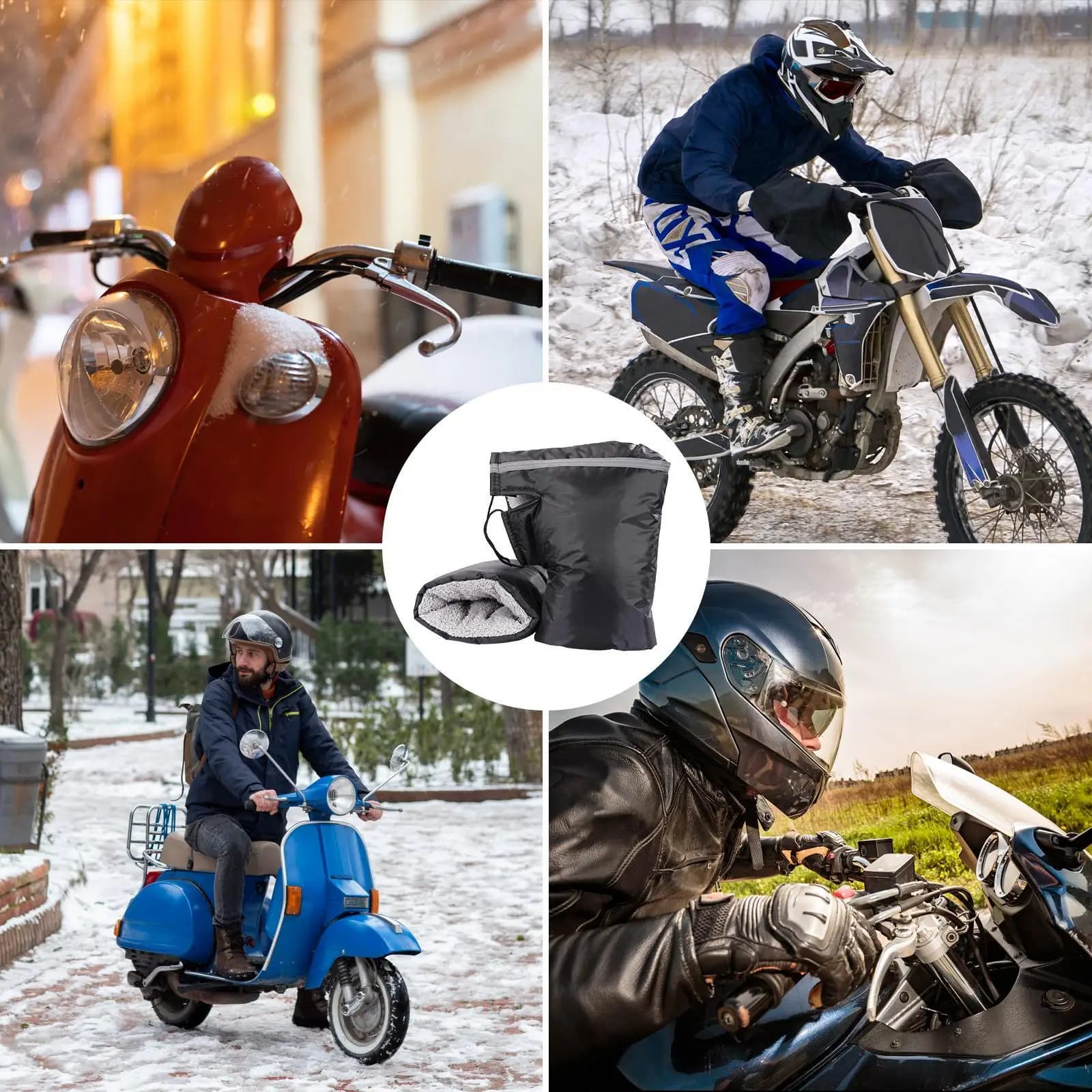 Guanti per Manubrio Bici da Strada, Caldi e Impermeabili, Coprimanubrio per Moto, Bici, Scooter e Mountain Bike, Ideali per Touring e Campeggio