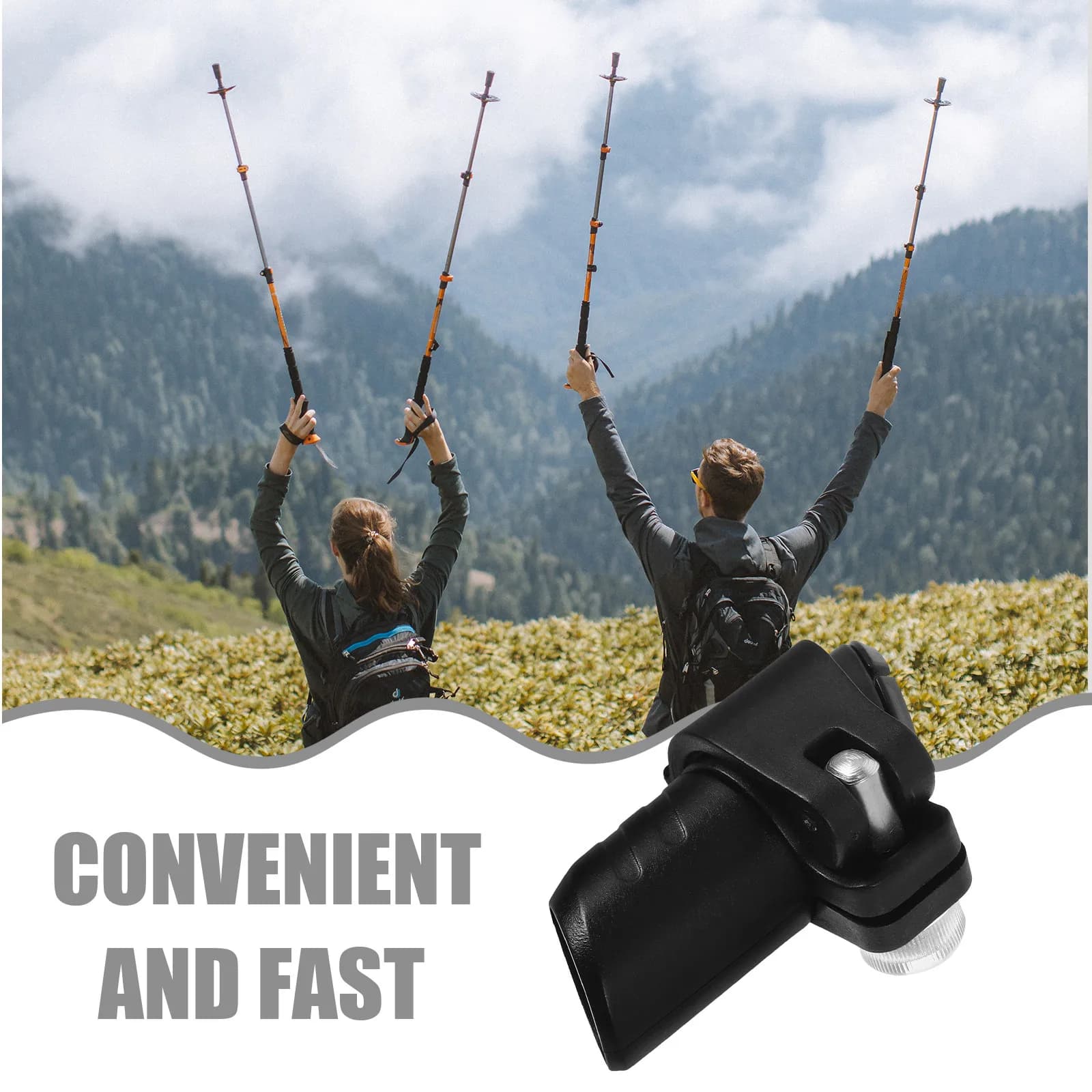 Outdoor Plastic Block Clip for Trekking Sticks, Safe Drawing, Non-slip Design, Easy Installation, For Hiking and Camping