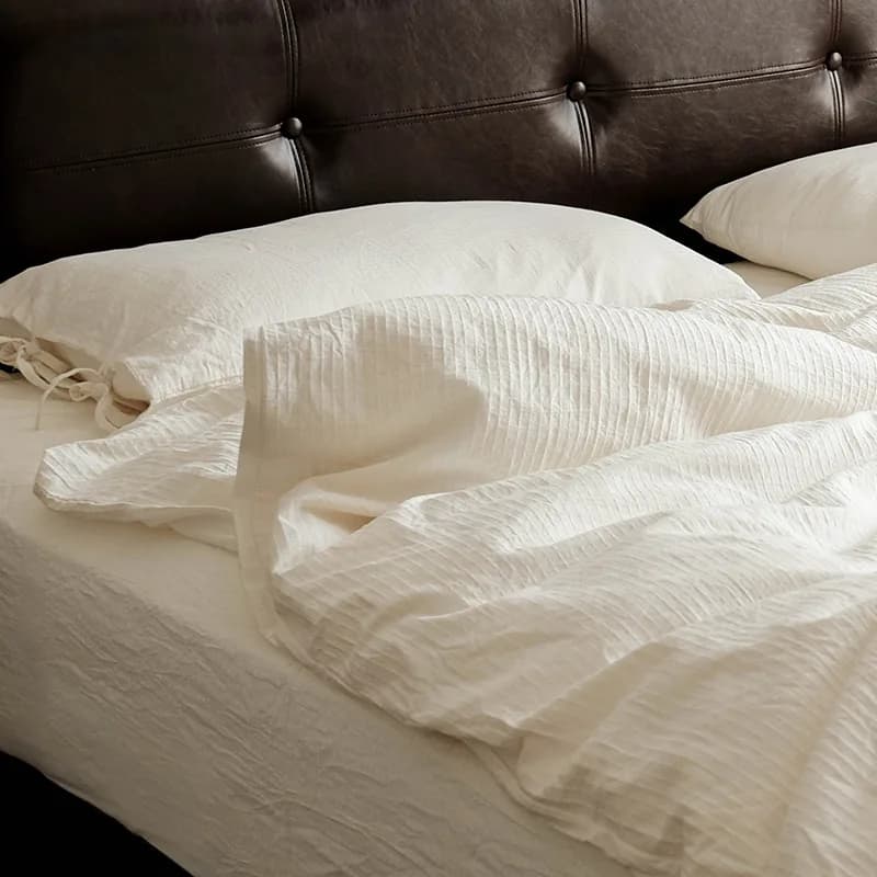 Bed linen set in raw cotton not dyed ~ Natural white class cover Set Japanese sheets Bed linen four seasons delicate on the skin 4 pieces