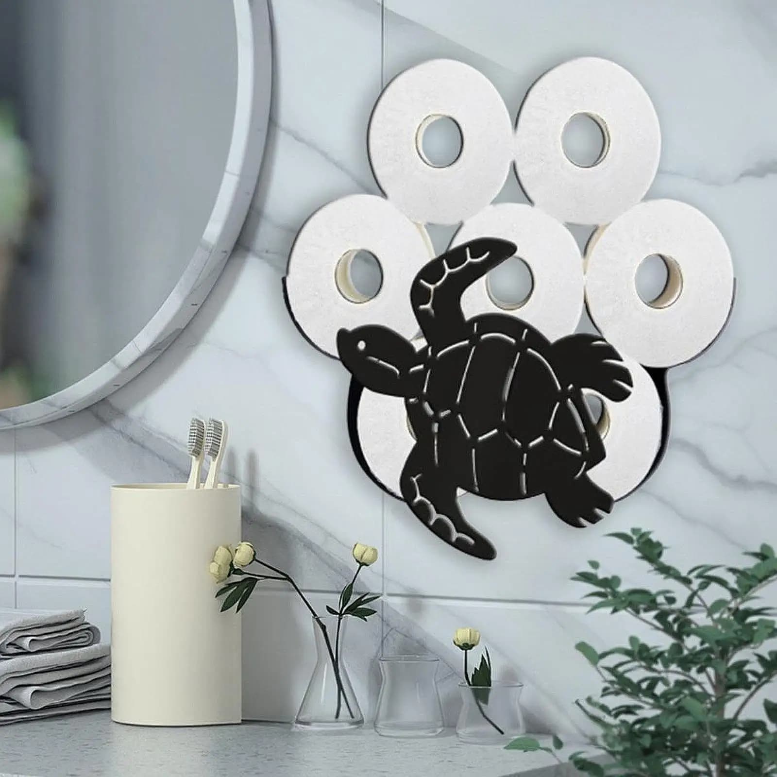 Cute Animal Tissue Paper Roll Holder Wall Mounted Iron Rack Organizer for Bathroom Toilet Accessories and Storage