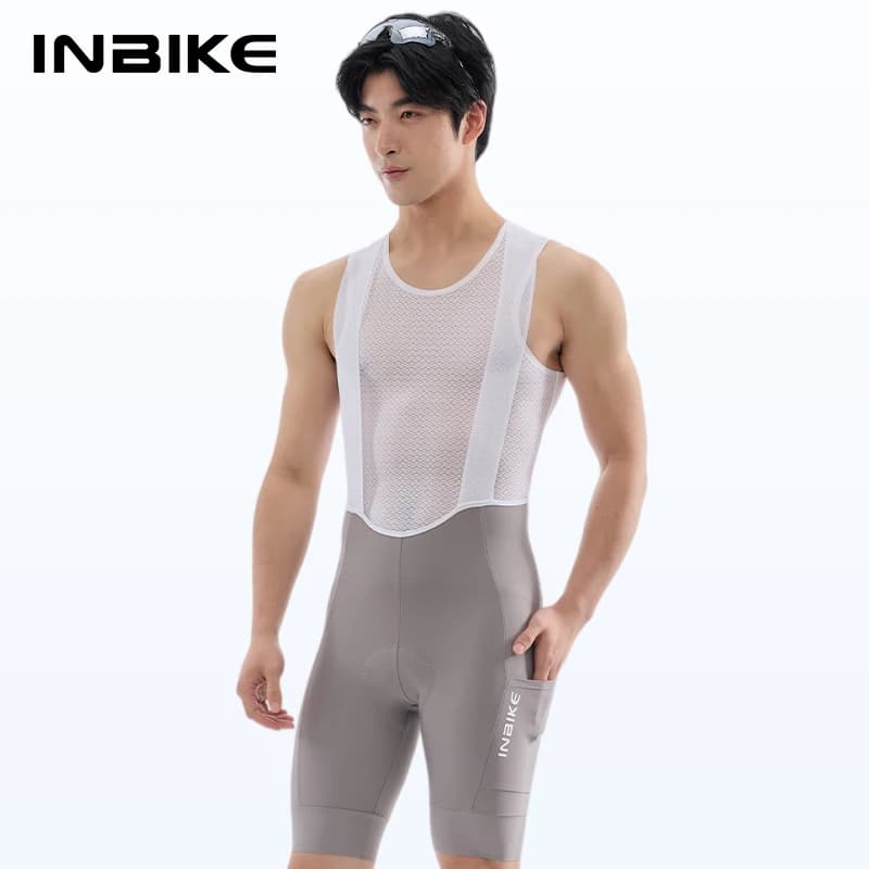 INBIKE Salopette Estiva da Ciclismo da Uomo, Pantaloncini Lunghi Imbottiti per Bici con Tasche, Abbigliamento Ciclismo MTB ad Asciugatura Rapida
