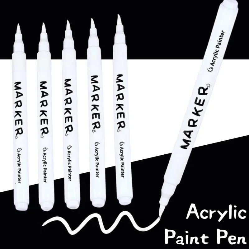 1/3/5Pcs White Marker Pens Acrylic Paint Pen Quick-Drying Marker Pens Permanent Waterproof White Painting Brush Student-Specific