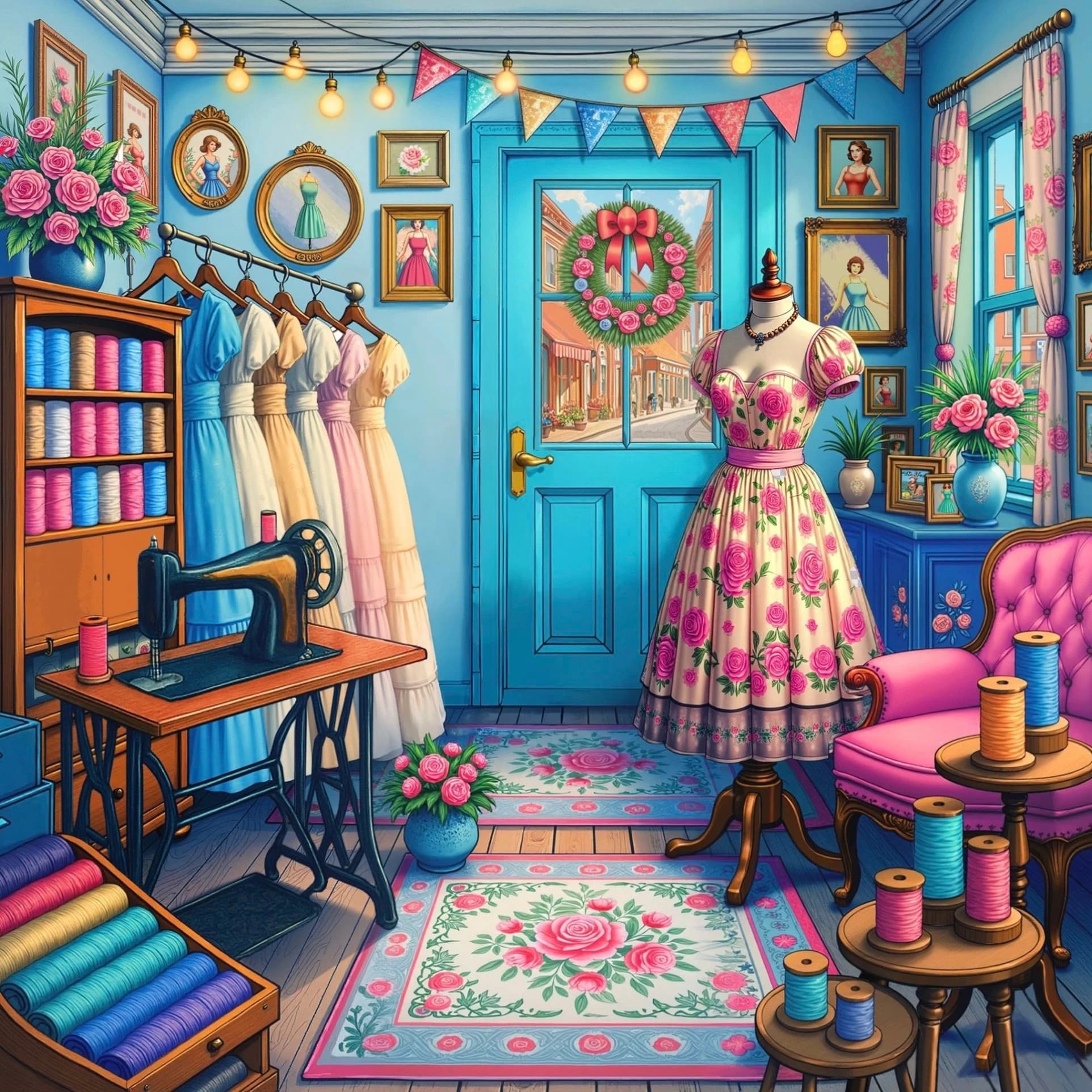 500PCS/1024 PCS Jigsaw Puzzles BRetro Dressmaker Studio Challenging Family Activity Game for Gameroom Bedroom Home Decor Gift