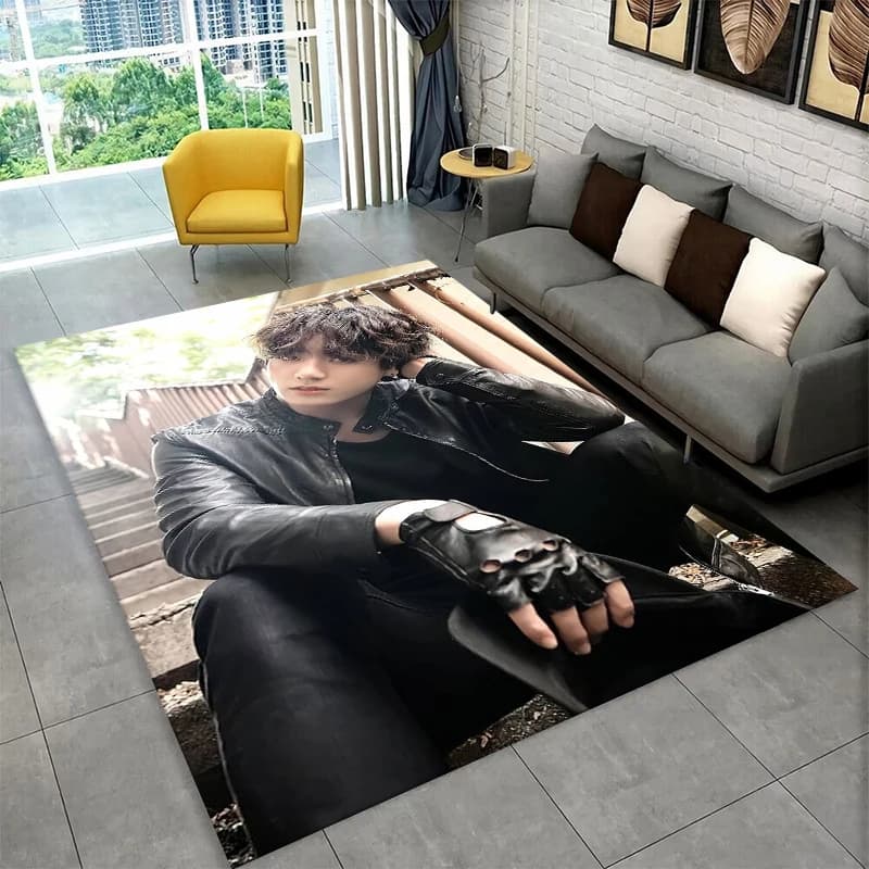 Famoso Tappeto Antiscivolo B-BTS Jeon Jung Kook JK Kpop per Soggiorno, Camera da Letto, Sala Giochi, Tappetino per Pavimento, Arredo Casa, Tappeto per Cameretta Bambini