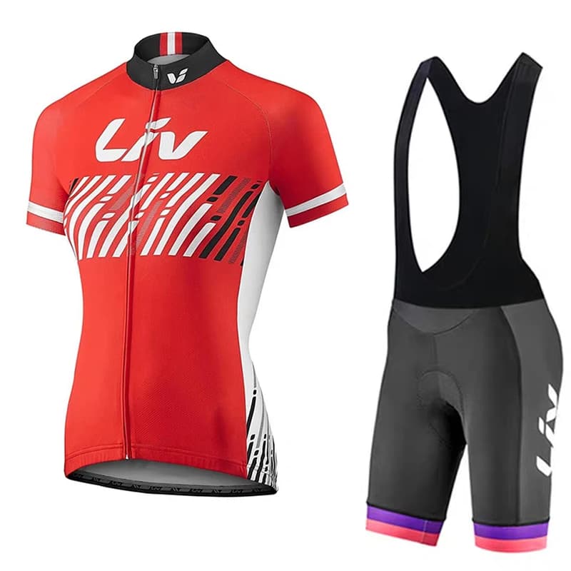 Abbigliamento da ciclismo LIV per donna, maglie estive da ciclismo su strada, salopette da ciclismo, top da ciclismo stampati, pantaloncini da ciclismo con imbottitura in spugna.