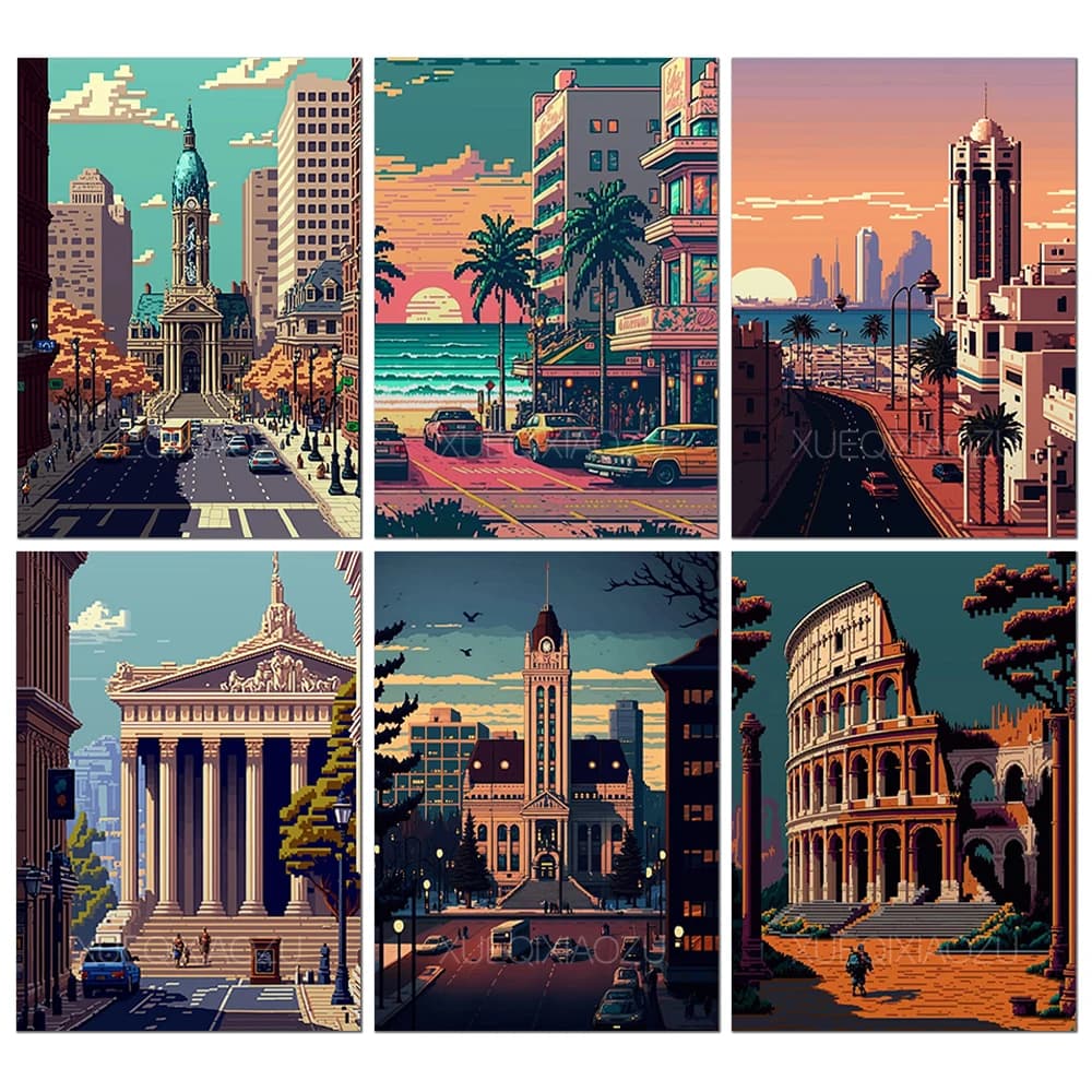 5d Diy Diamand Painting Urban Architectural Photo Full Diamand Mosaic Embroidery Cross Stitch Kit Rhinestone Art Tool Home Decor