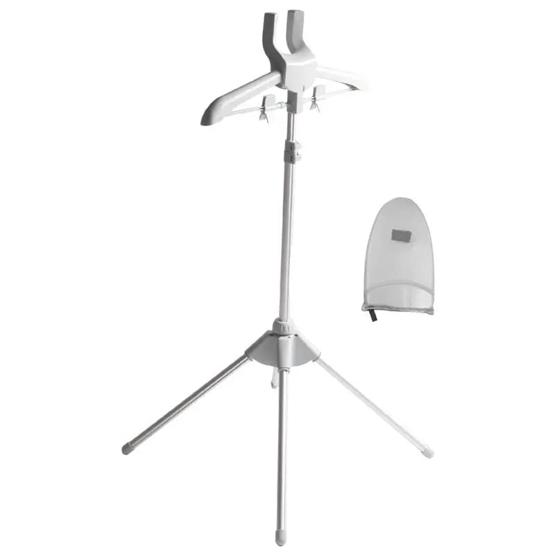 Adjustable Garment Steamer Stand With Ironing Gloves For Clothes, Foldable Steamer Rack With Two Clips For Suit Shirt Gray-AT30