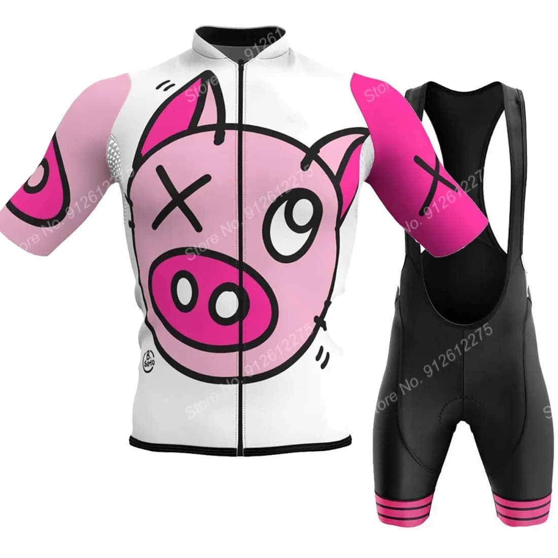 Set Cartoon Comic Pig 2023 Cycling Jersey Man Summer Clothing Road Bike Shirts Bicycle Shorts with Bicycle Suit Clothing MTB Maillot Culotte