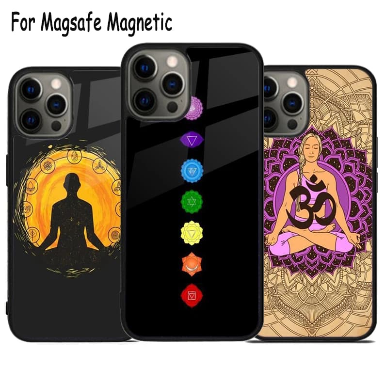 Custodia per telefono Zen Doodle Chakra con ricarica wireless per iPhone 17 Air 15 16 16e 14 13 11 12 Pro Max Plus, cover magnetica Magsafe con paraurti