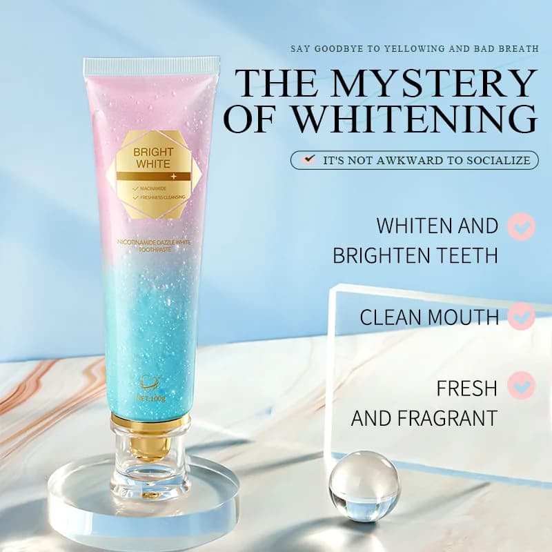 The dazzling white toothpaste cleans teeth, removes teeth spots, tartar, refreshes breath and whitens toothpaste