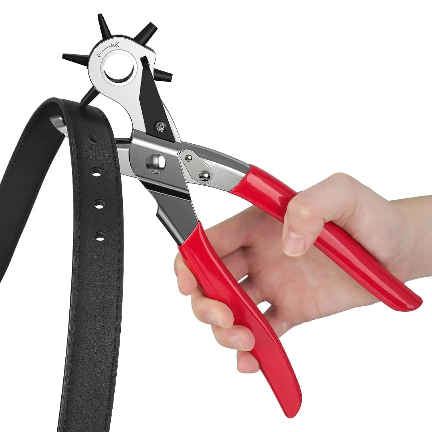Perforatore per Cuoio, Punzone Rotante a 6 Misure per Cinture, Multi-Misura Facile da Usare per Fai-da-Te, Adatto per Lavorazione Artigianale di Cinture in Pelle