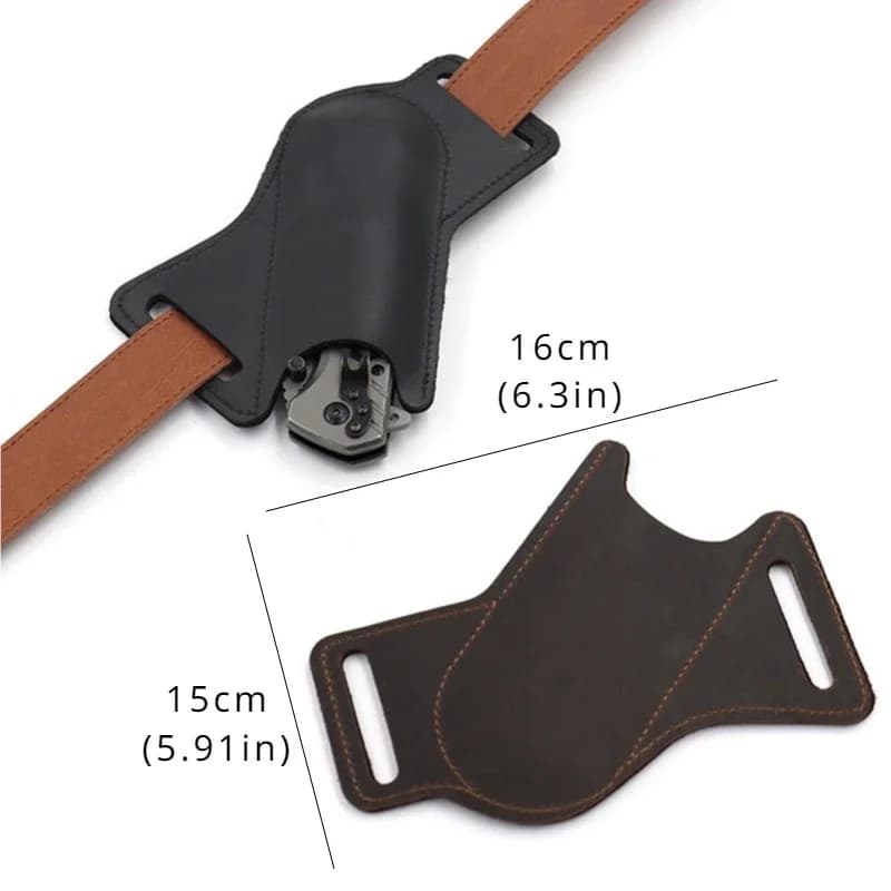 1 pz. Fodero in pelle antigraffio per coltello pieghevole, con clip da cintura, porta coltelli tascabili, attrezzi per campeggio