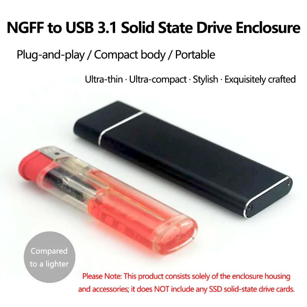 Lega di alluminio M.2 NGFF SATA SSD a USB 3.1 Adattatore per custodia B-Key Custodia per disco rigido solido esterno Supporto Hot-Swap Plug & Play