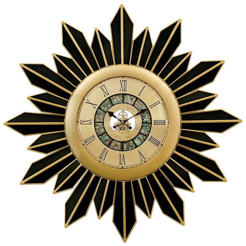 Modern and luxurious light wall clock, living room, European decoration, wall clock, American domestic solar clock, wall hanging