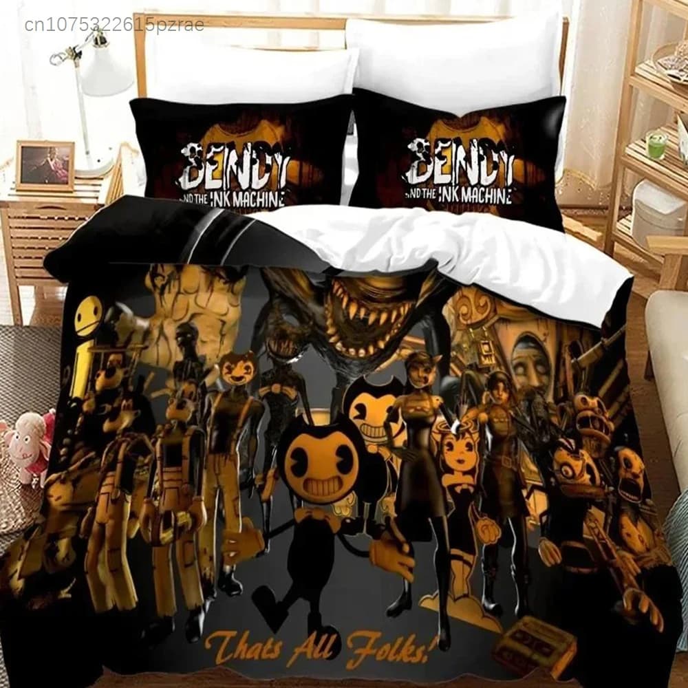 New 3D Print Anime BENDY Bedding Set Printed Bed Set With Pillowcase Bed Duvet Cover Soft Queen King Size Bedclothes Home