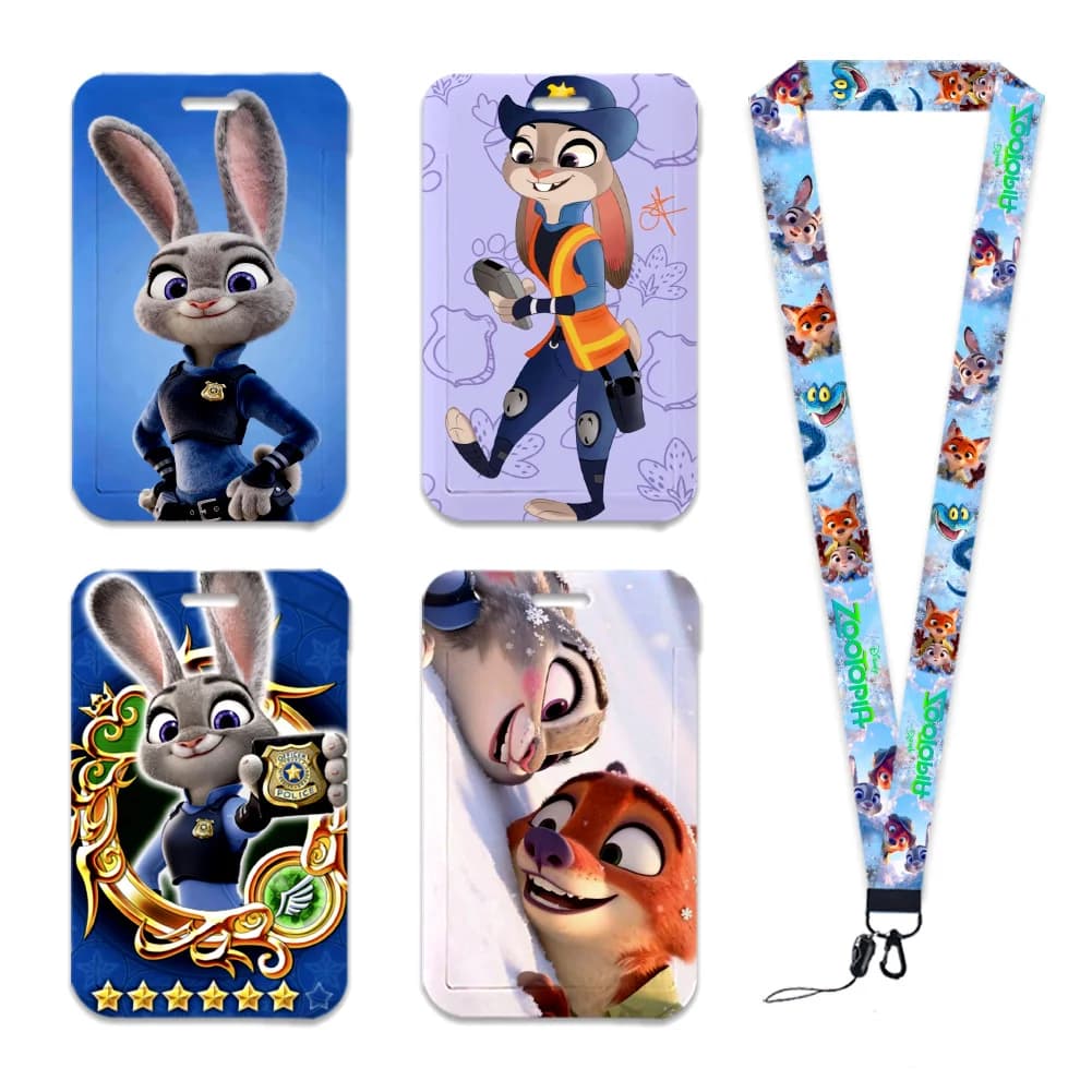 Nuovo Porta Carte Disney Zootopia con Cordino per Studenti, Portachiavi per Bambine, Ciondolo con Cordino, Porta Badge, Copri Passaporto