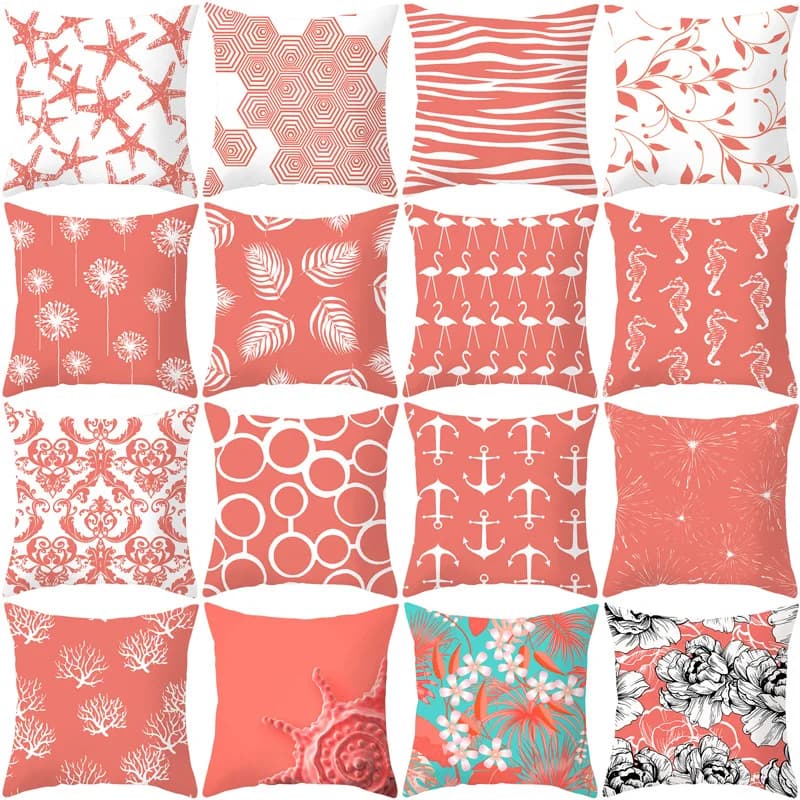 Fodera per cuscino con stampa a righe Starfish per divano moderno decorazioni per la casa cuscino arancione corallo rosa