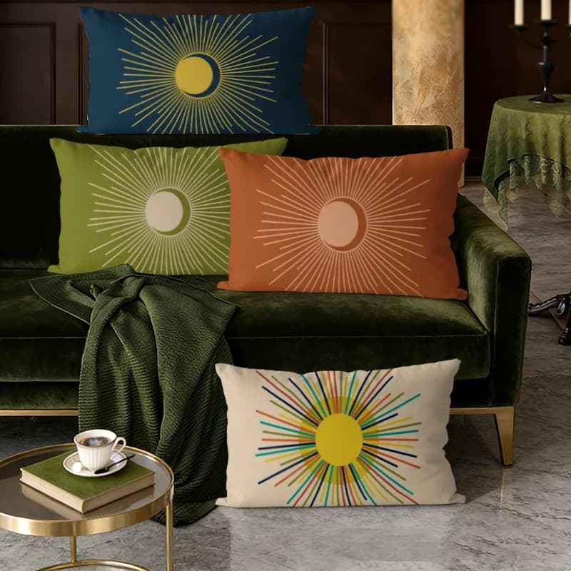 Fodere per cuscini lombari Boho Sun Moon Radiant, adatte per divano, camera da letto, auto, cuscino rettangolare per la schiena