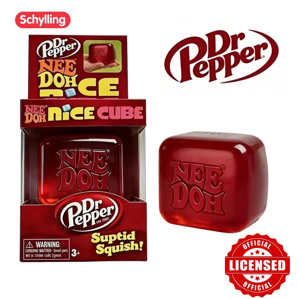 Schylling NeeDoh X Dr Pepper Nice Cube Squishy Soft Sensory Fidget Toy Stress Relief Anxiety Relief for Adults and Kids