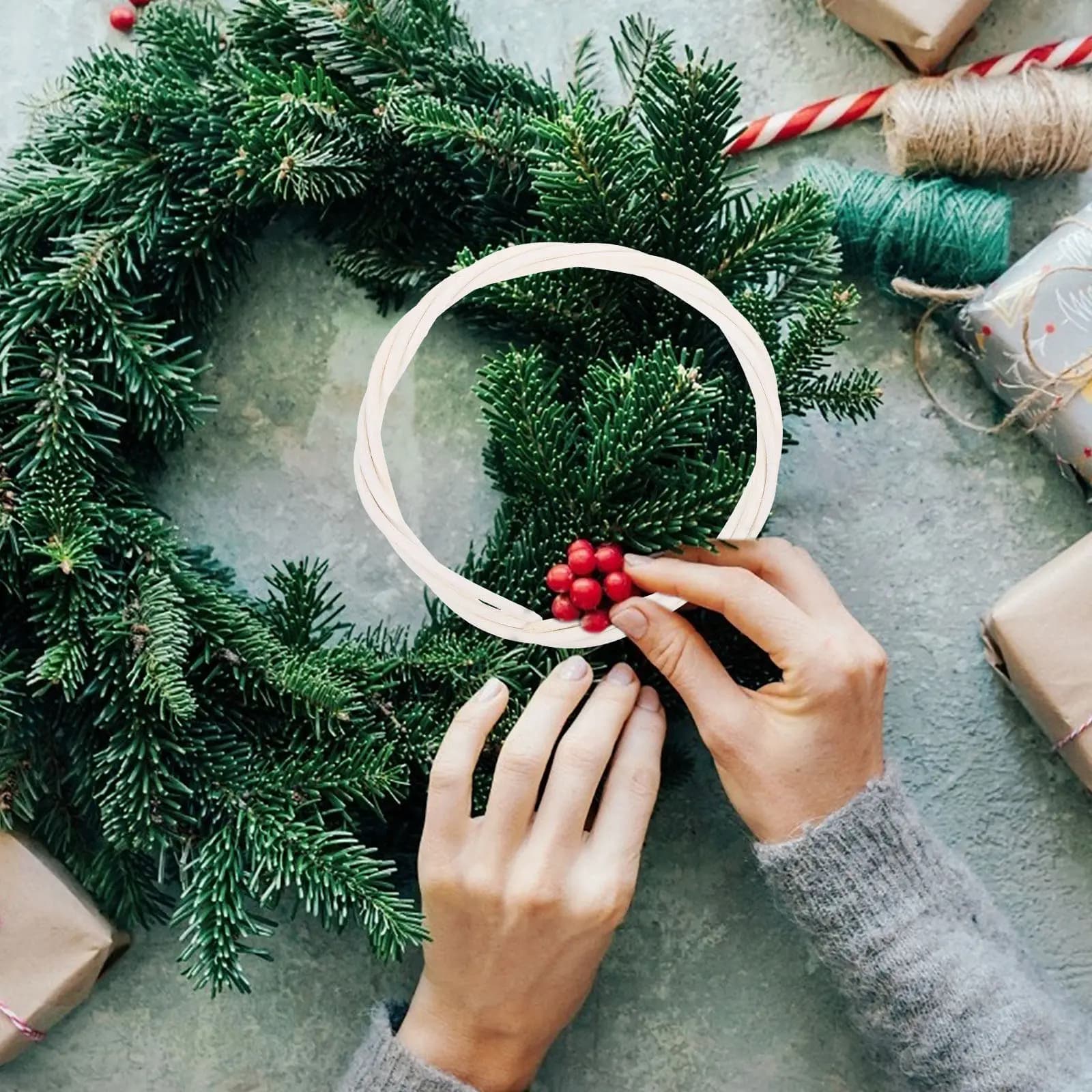 6Pcs Dreamcatcher DIY Material Rattan Garland Rings Natural Vine Wreath Circles Rustic Decoration DIY Wreath Accessory Kitchen