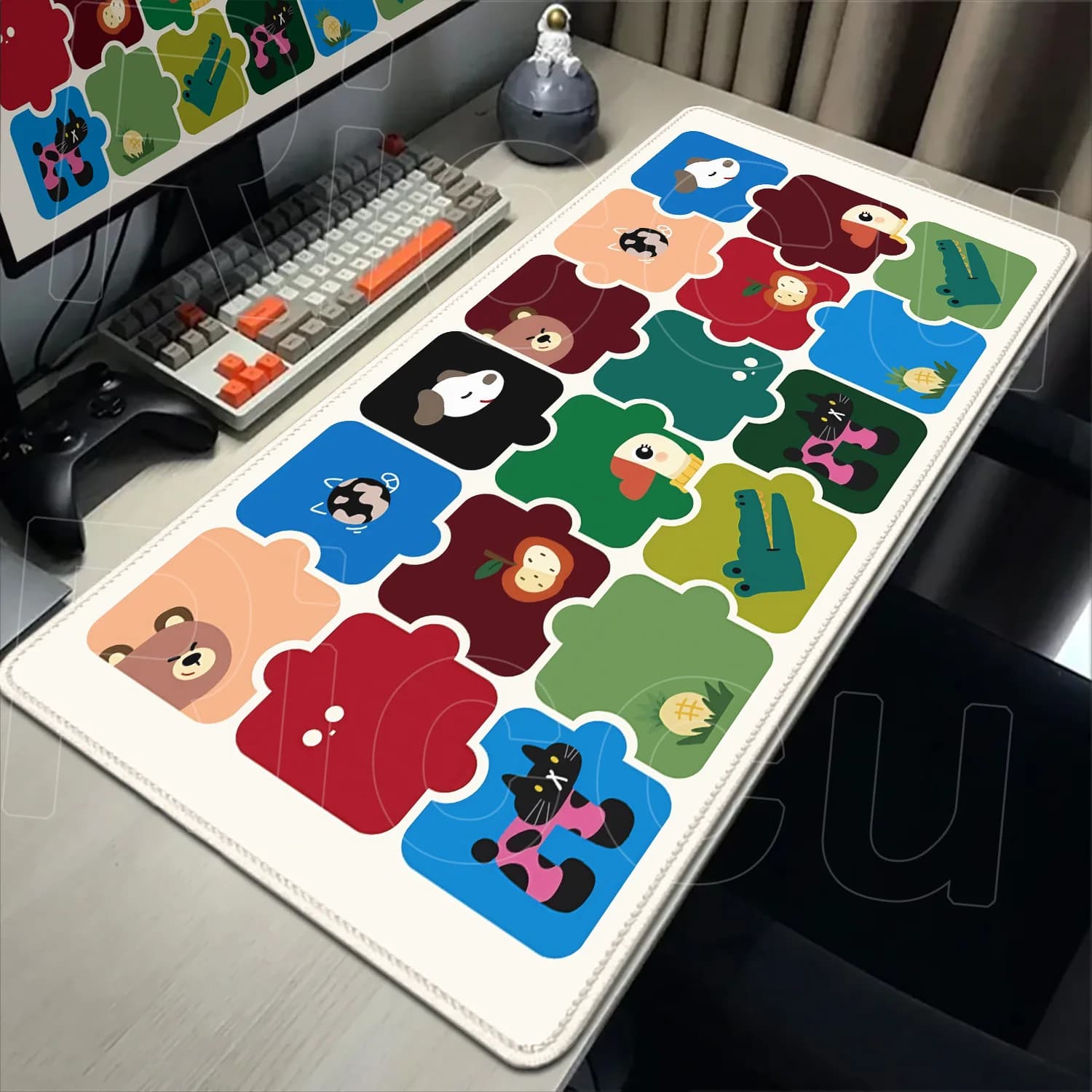 Tappetino per Mouse HD con Cartoni Animati, Antiscivolo, XXL 40x90cm, per Ufficio e Gaming, Tappetino da Scrivania per PC, Tastiera e Computer