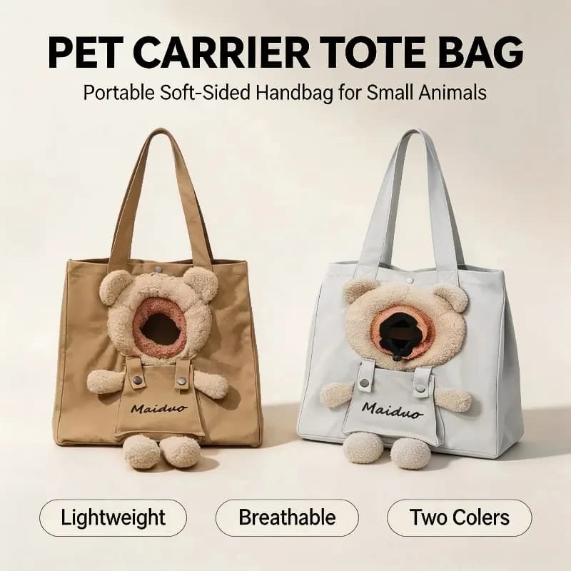 Pet Carrier Bag Soft-Sided Canvas Portable Cute Cat Dog Travel Tote Shoulder Bag Breathable All Season Outdoor Walking Supplies
