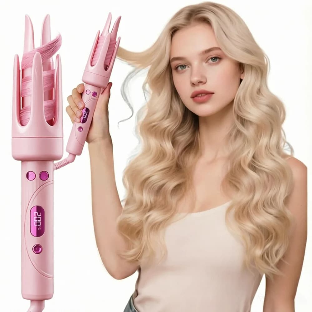 Ferro Arricciacapelli Automatico Rotante da 32mm con Ioni Negativi e Display Digitale, Styler per Capelli in Ceramica Tormalina Anti-Groviglio, 4 Impostazioni di Calore, Bacchetta Elettrica per Arricciare