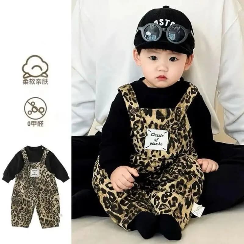 Abbigliamento per bambini Nuovo stile Tuta per neonati Set due pezzi in cotone per neonati Stagione primaverile Inizio autunno Stampa leopardata Carino
