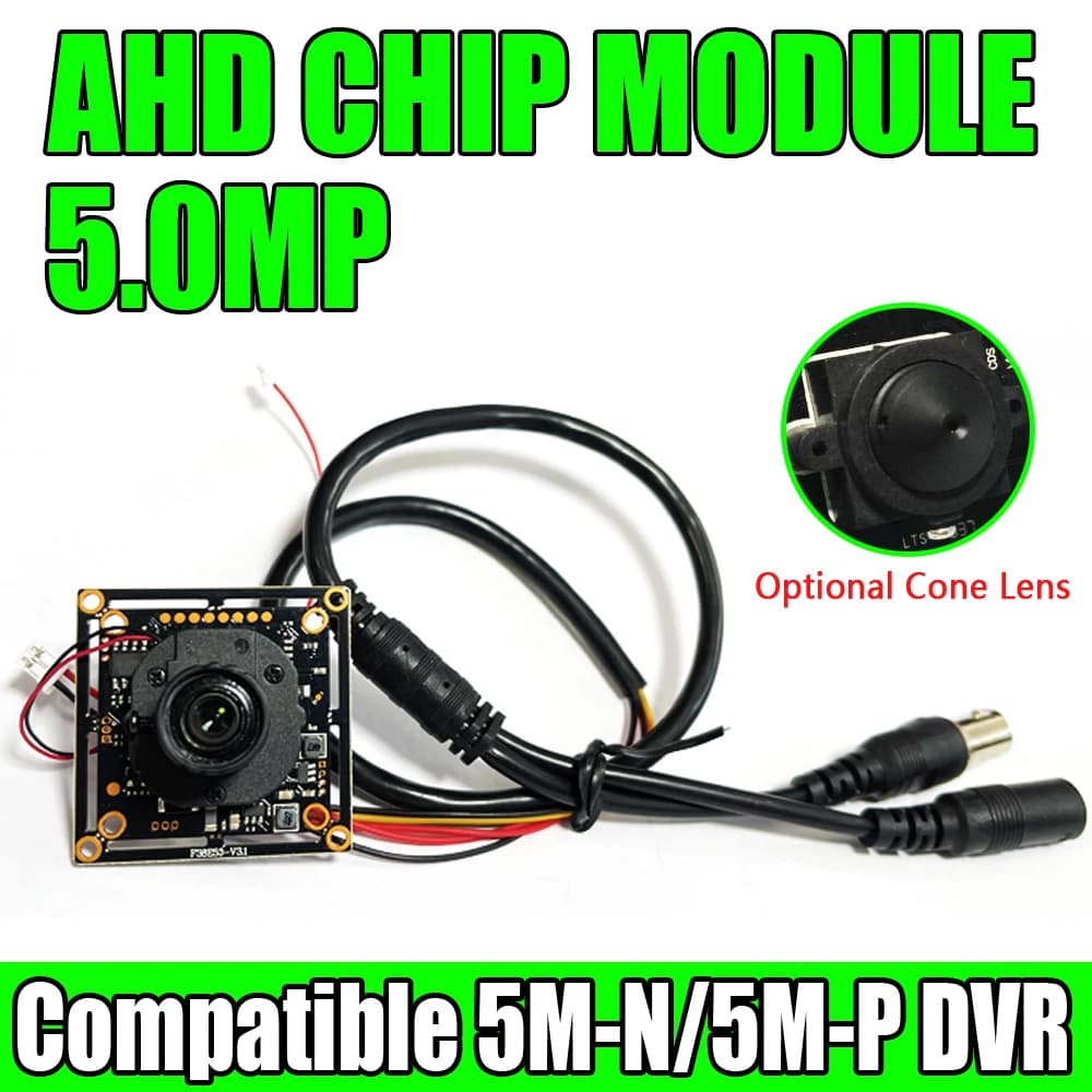 Set Modulo Telecamera CCTV AHD 5MP - 4in1 Digitale Coassiale HD, Circuito di Monitoraggio Completo con Lente e Cavo IR-Cut, Kit Completo