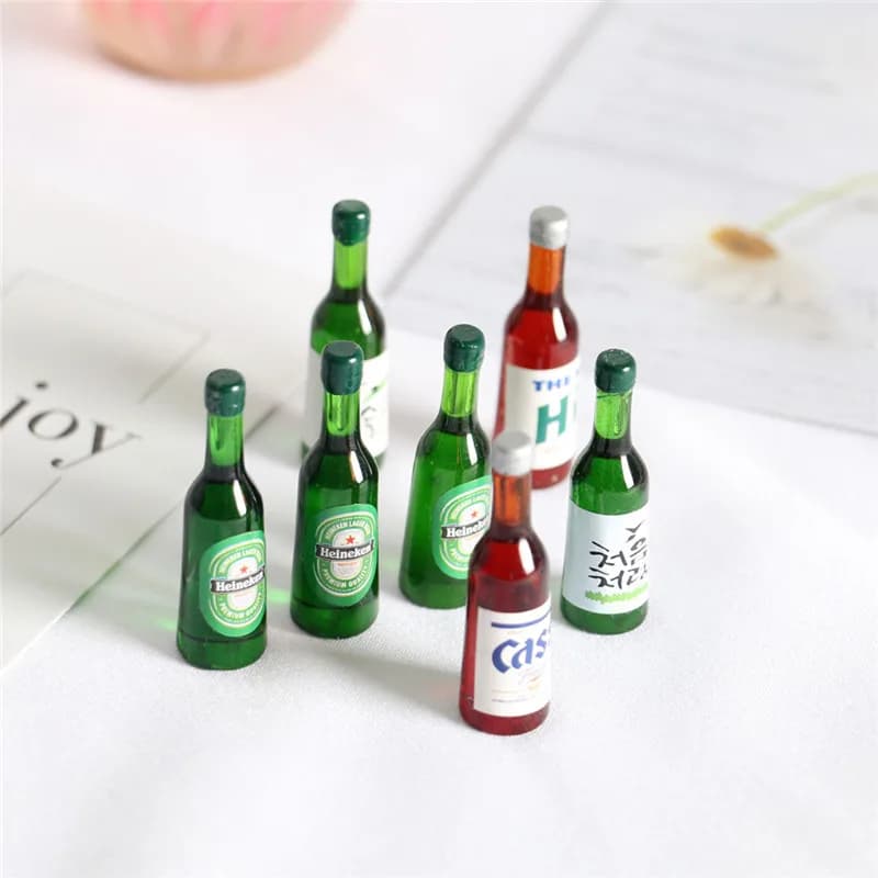 5 pcs mini bottle of beer for doll house miniature drinking Korean sake home accessories BJD dolls decorations for bar scene objects for photo