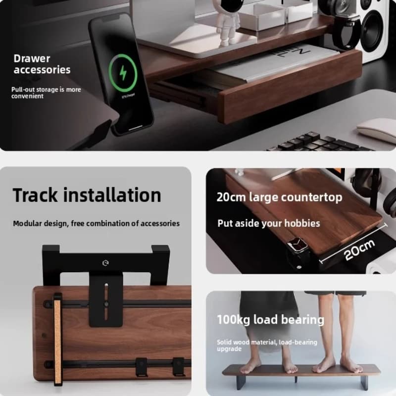 Accessories Z3 Pro: Metal Storage Box for Monitor, Modular Tray for Desk, Table Ergonomic Organizer, Modern Laptop Support