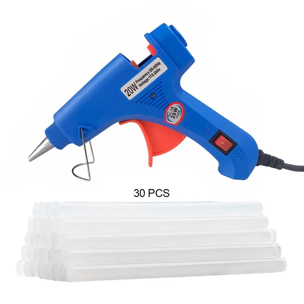 Pistola per colla a caldo da 20W Mini pistole industriali per uso domestico strumento elettrico per la temperatura del calore con bastoncini di colla da 7mm