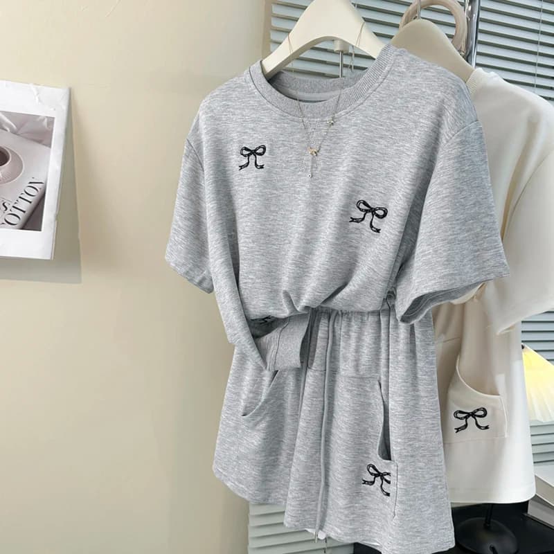 Loose Short Sleeve Sportswear Set for Women Summer Casual Style Two-Piece Suit Korean Version T-Shirt And Skirt