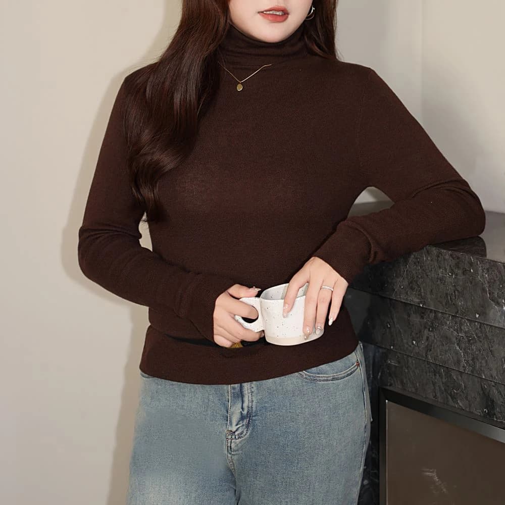 Maglioni da donna taglie forti Dolcevita premium con ago fine lavorato a maglia Maglioni basic Pendolari Pullover slim Autunno Inverno 2025