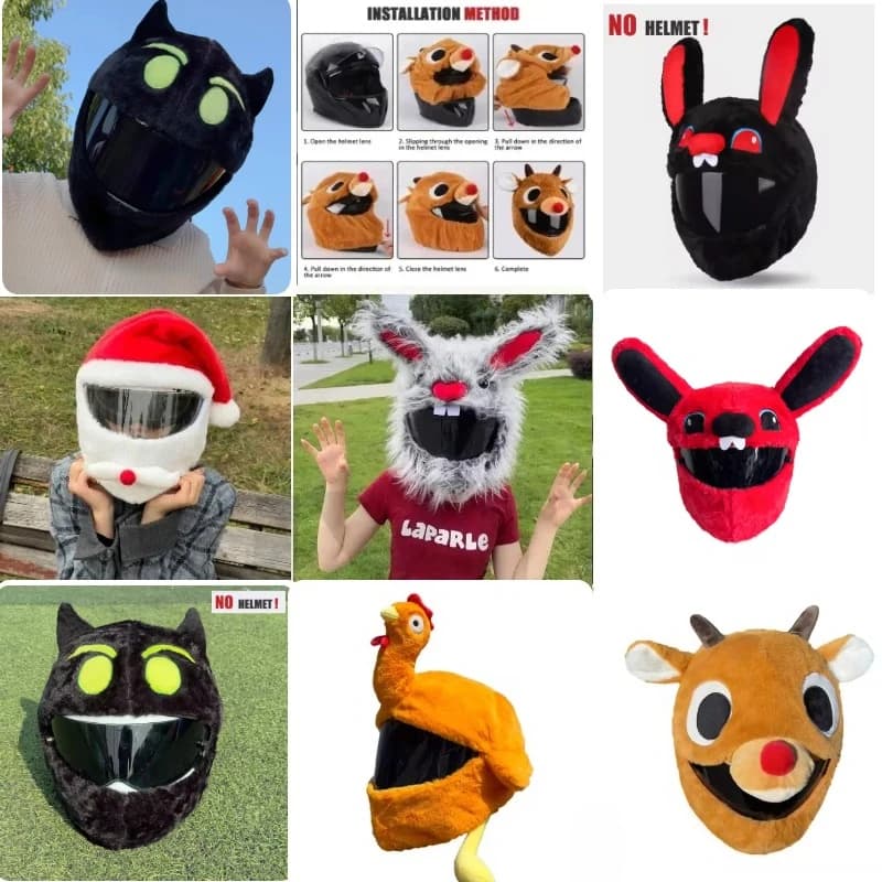 Copertura per Casco Integrale da Moto, Peluche a Forma di Animale, Protezione in Tessuto, Divertente Copertura per Casco, Accessori per Moto