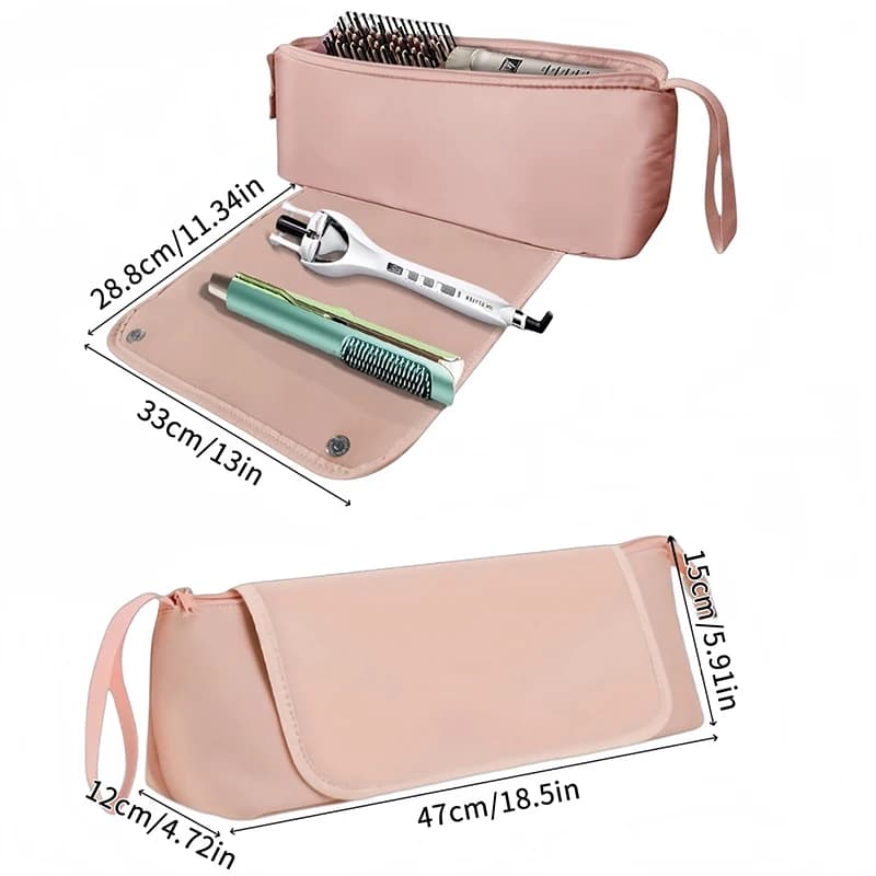 Travel bag 2 in 1 for hair care tools, for hair plates, hairstyles, hair curling and hair care accessories, with internal pockets