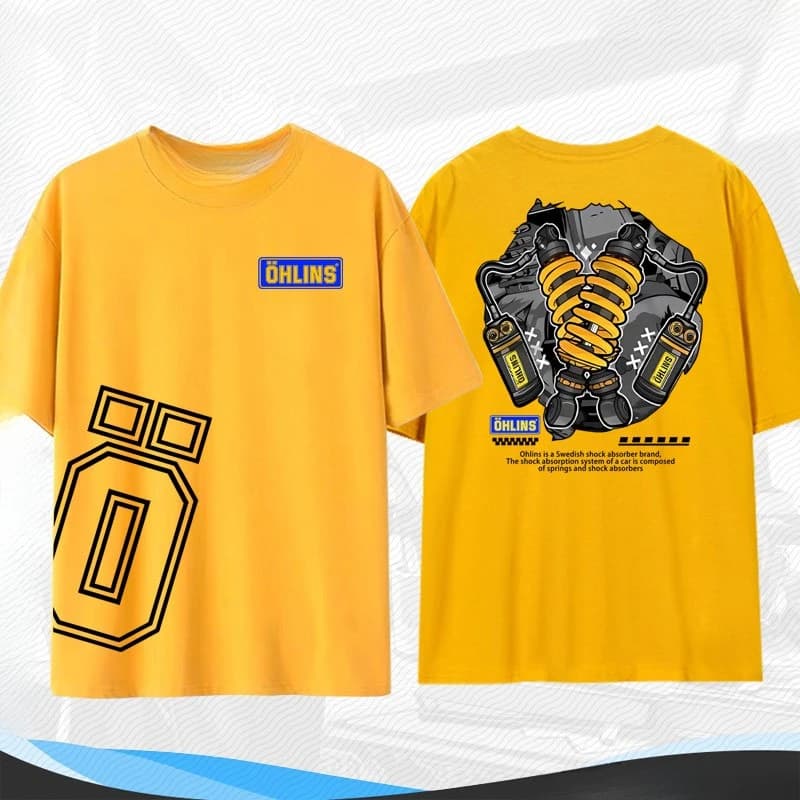 Nuova Maglietta OHLINS con Stampa Ammortizzatore Moto, Abbigliamento Largo Estivo a Maniche Corte da Uomo e Donna per Club di Corse