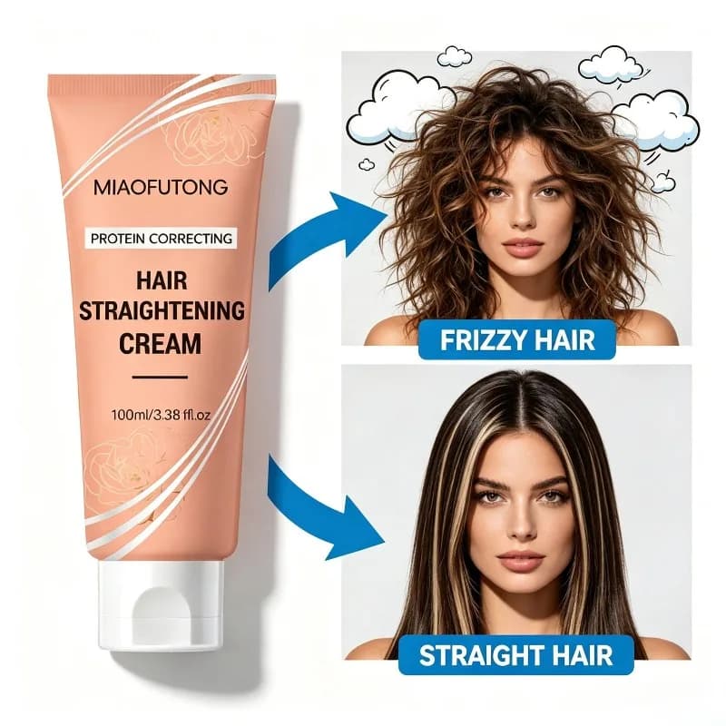 Protein Hair Straightening Cream 100ml – Smoothing & Softening Formula for Frizzy Unruly Hair, Long Lasting Sleek Style