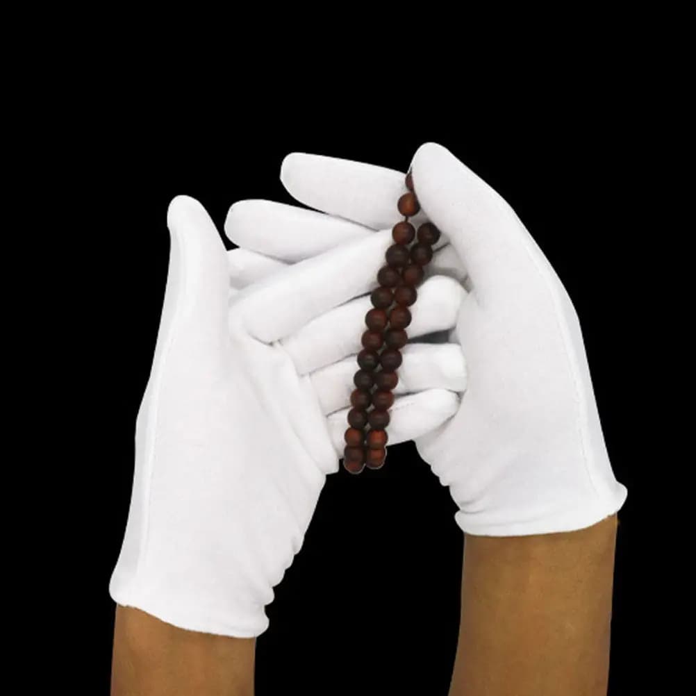 16 Paia di Guanti in Cotone per Gioielli, Elastici, Bianchi, Lavabili, Morbidi, per la Cura di Orologi e Gioielli, Guanti in Cotone per Donne